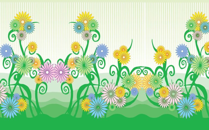 Colorful Flowers in Garden — Green, Cheerful