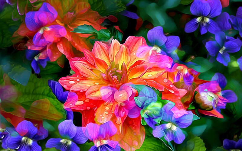 Colorful Flowers in Garden — Red, Vibrant
