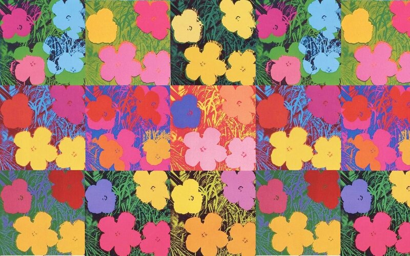 Colorful Flowers in Grid — Pink