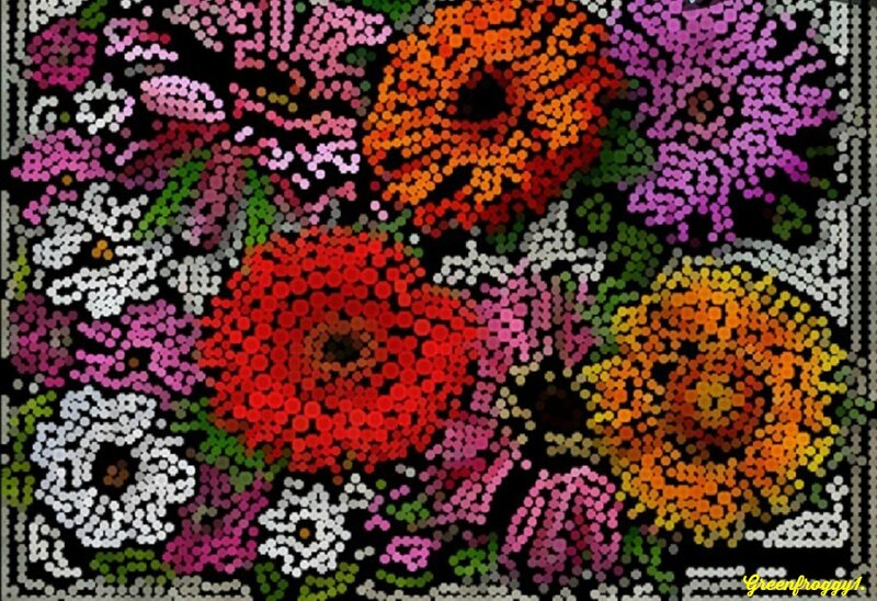 Colorful Flowers in Mosaic