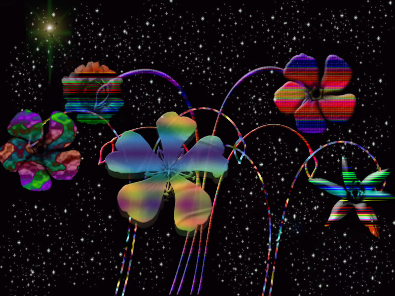 colorful flowers in space