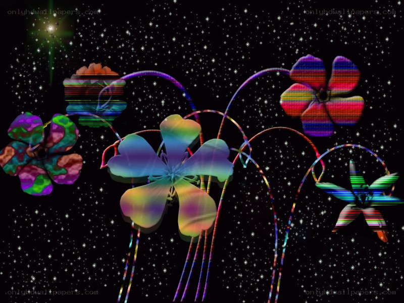 colorful flowers in space