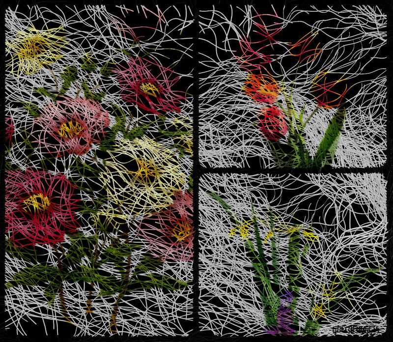 Colorful Flowers in Thread