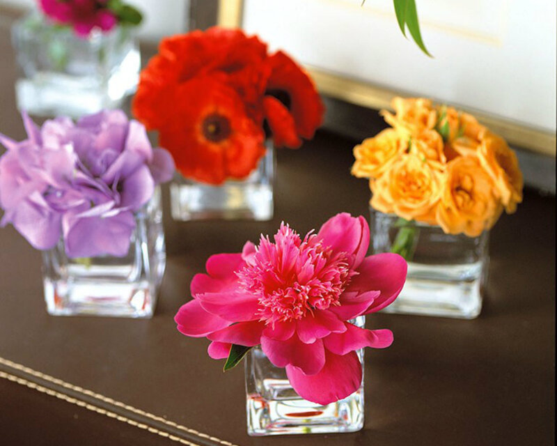 Colorful Flowers in Vases — Pink