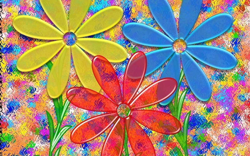 Colorful Flowers on Abstract Background