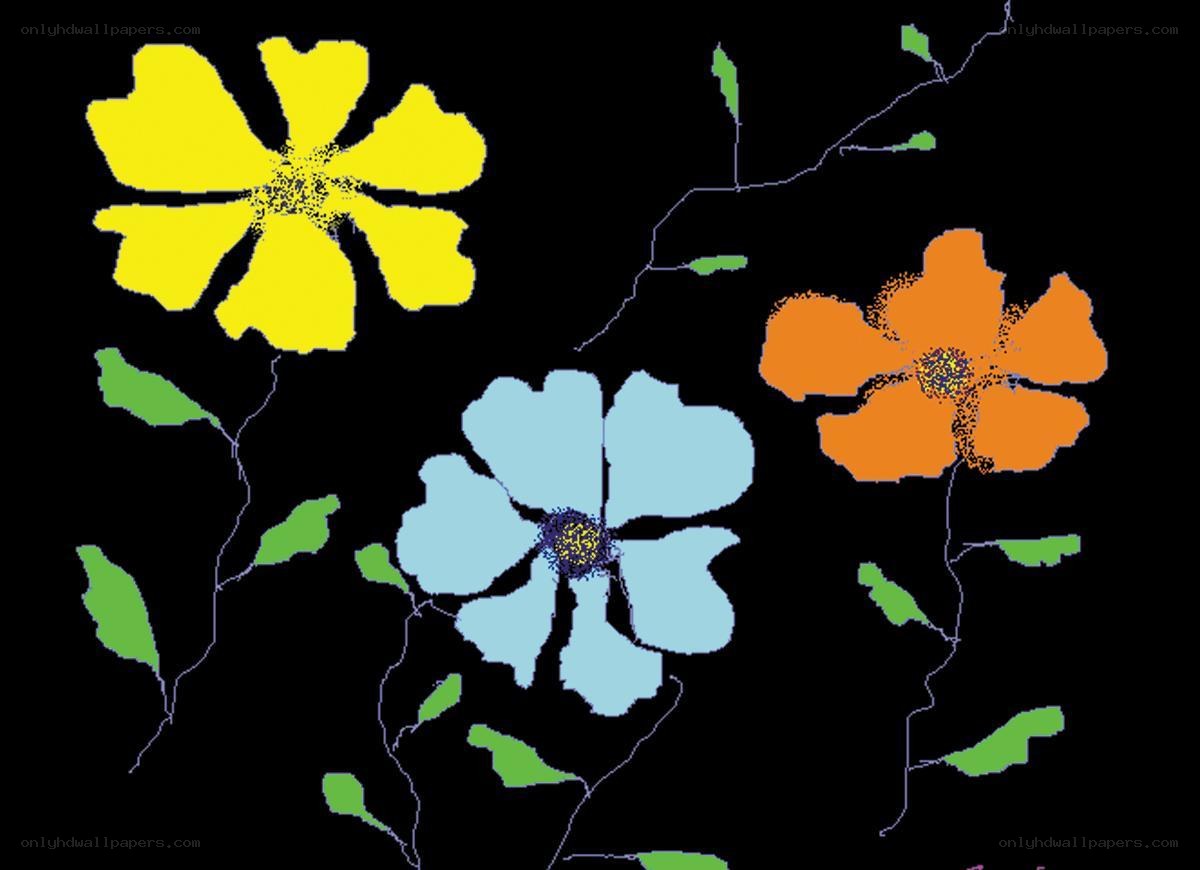 colorful flowers on black background
