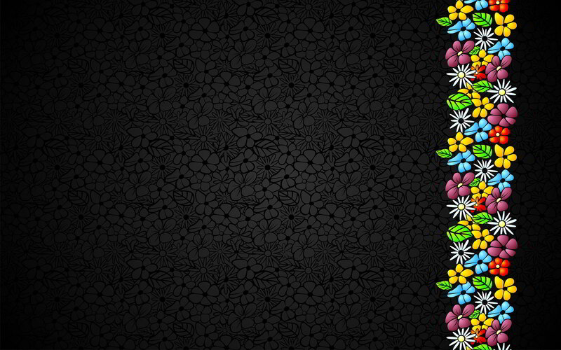 Colorful Flowers on Black — Decorative