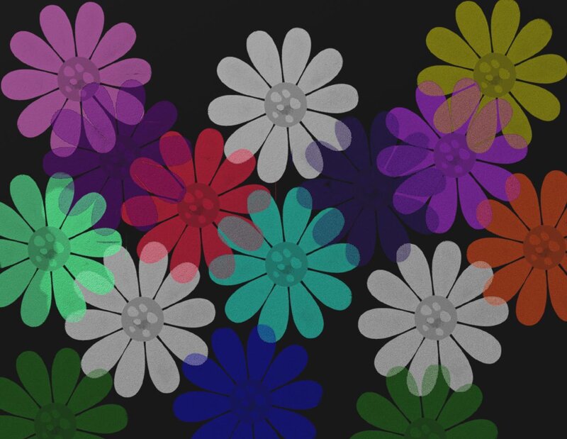 Colorful Flowers on Black — Purple
