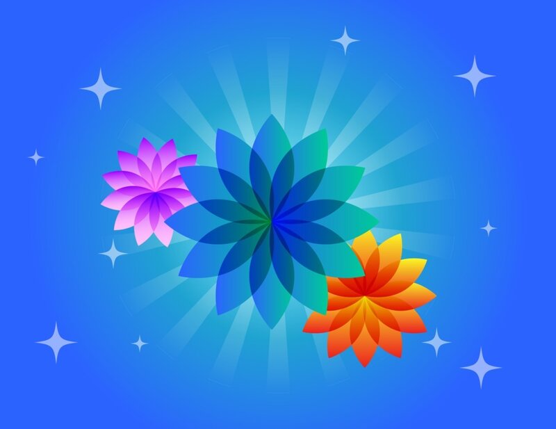 Colorful Flowers on Blue — Vibrant