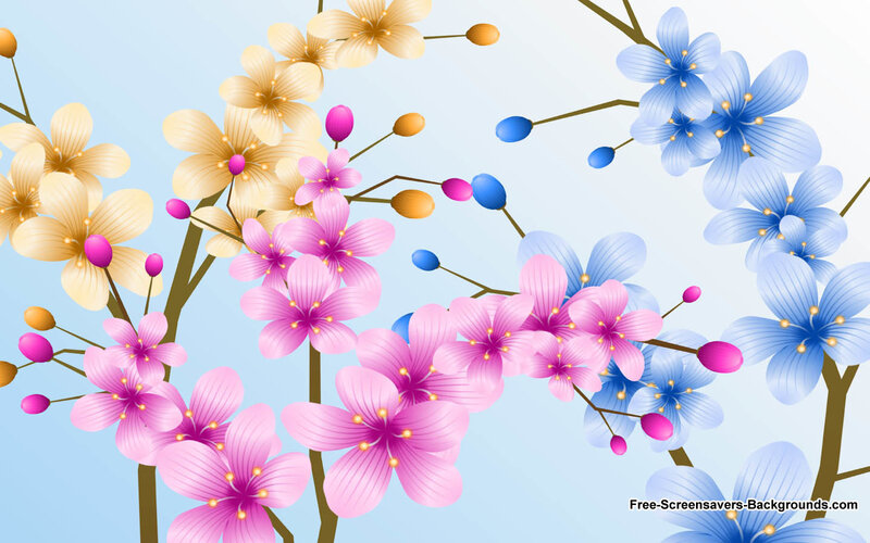 Colorful Flowers on Branches