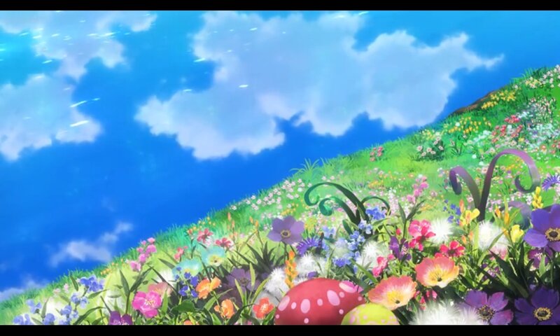 Colorful Flowers on Hill — Blue