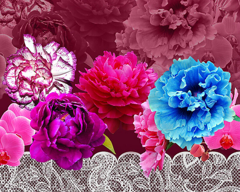 Colorful Flowers on Lace