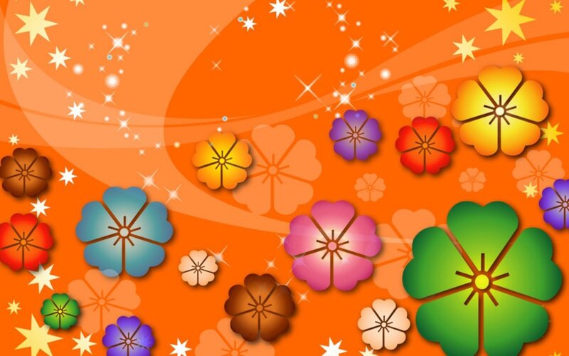 colorful flowers on orange background