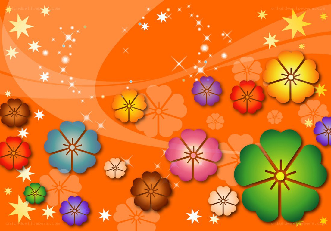 colorful flowers on orange background