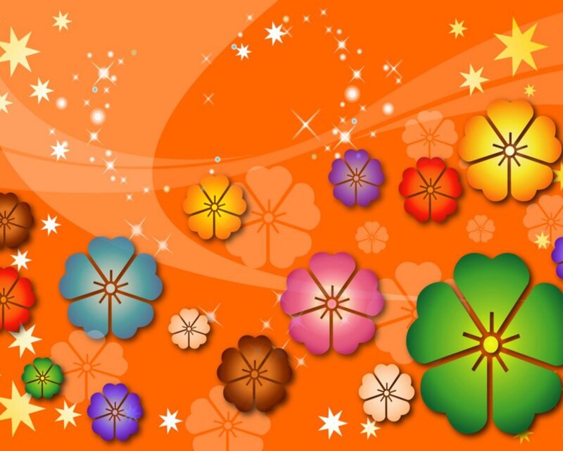 Colorful Flowers on Orange — Festive
