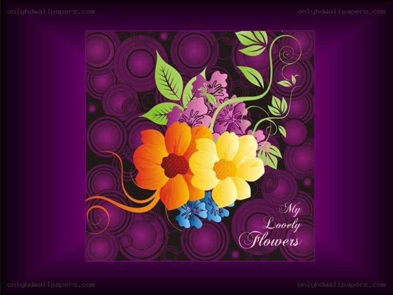 colorful flowers on purple background