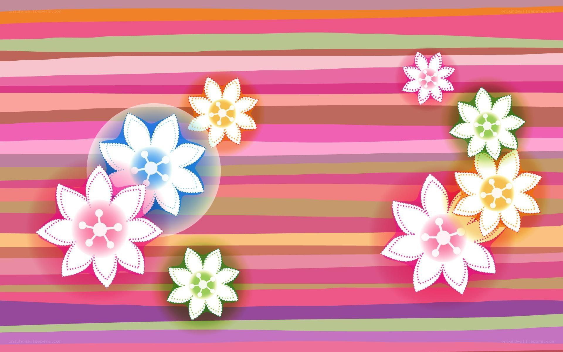 colorful flowers on stripes