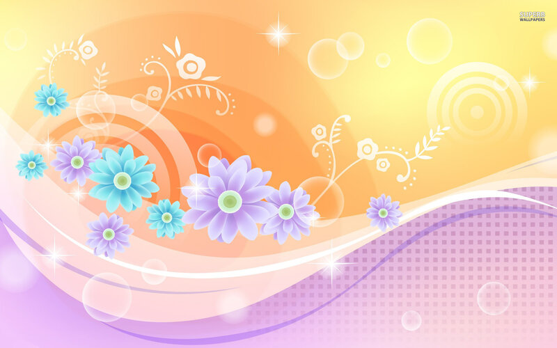 Colorful Flowers on Waves — Yellow
