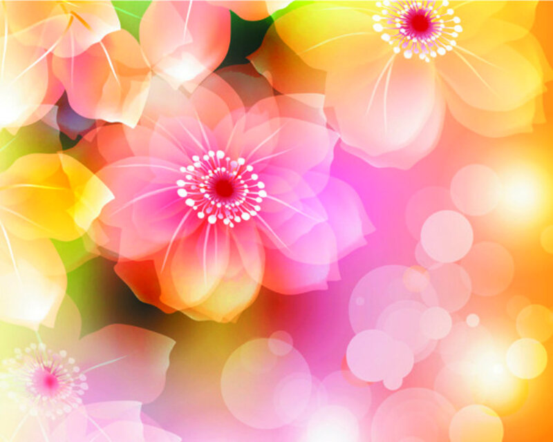 Colorful Flowers — Pink, Vibrant, Digital Art