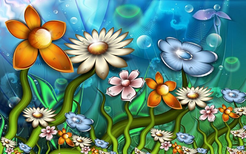 Colorful Flowers Underwater