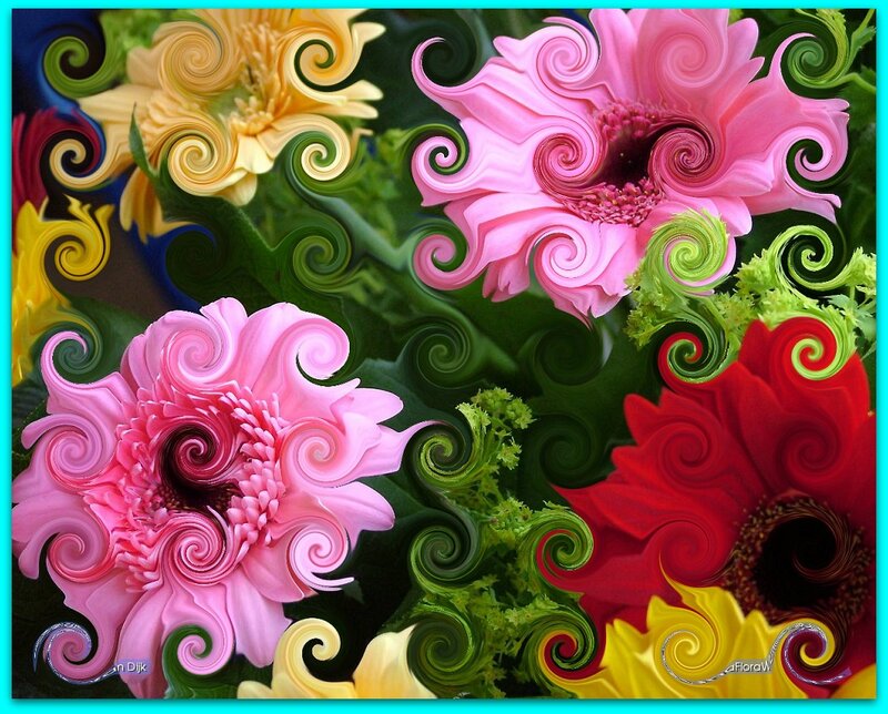 Colorful Flowers with Swirls