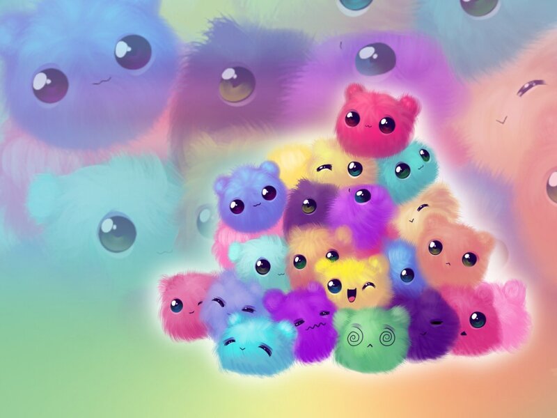 Colorful Fluffy Creatures — Pink, Playful