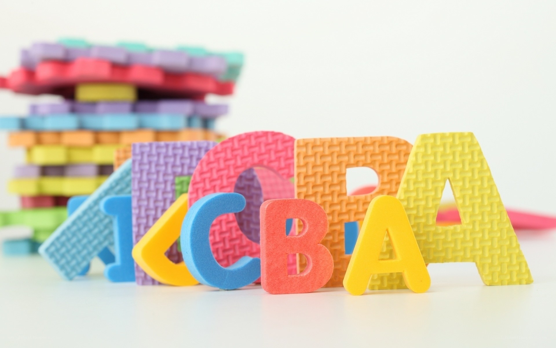 Colorful foam letters spelling ABC
