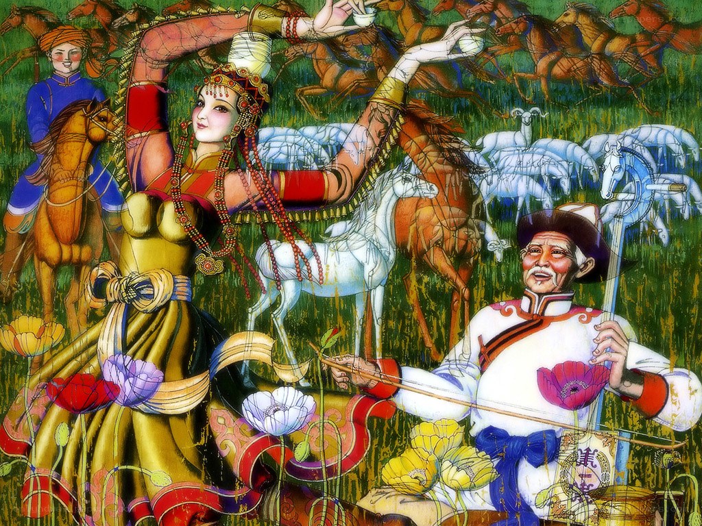 Colorful folk dance scene