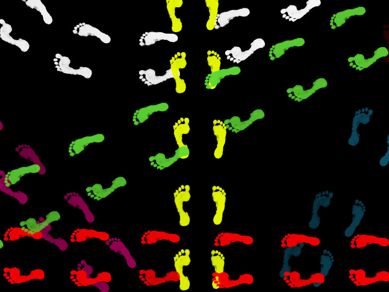 colorful footprints on black