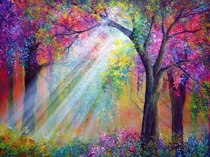 Colorful Forest Painting — Purple