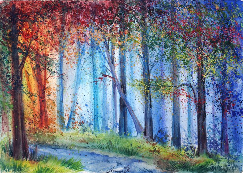Colorful Forest Painting
