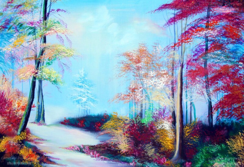 Colorful Forest Path — Blue