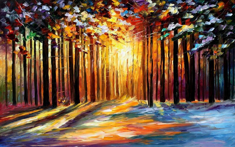 Colorful Forest Path — Yellow, Dramatic