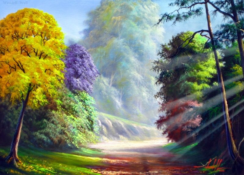 Colorful Forest Path — Yellow