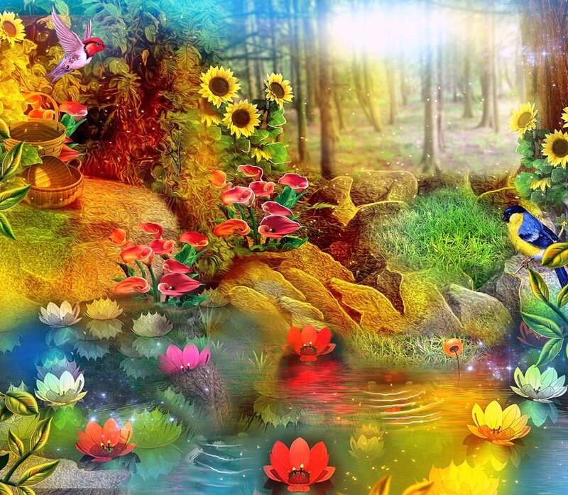 Colorful Forest Pond