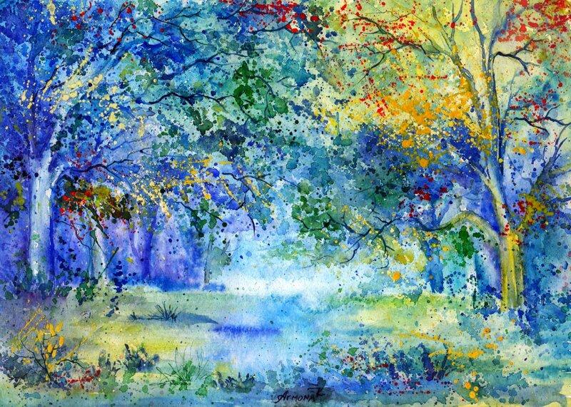 Colorful Forest Scene