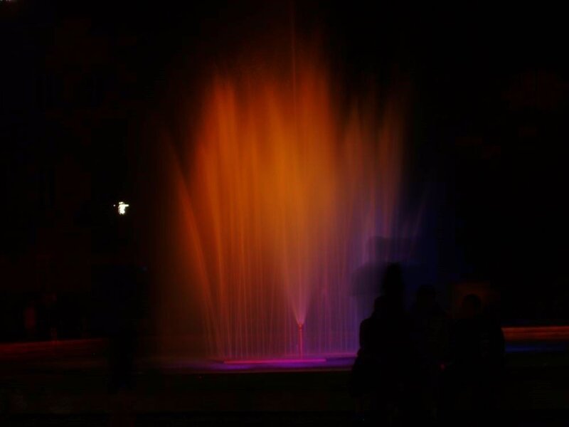 Colorful fountain at night