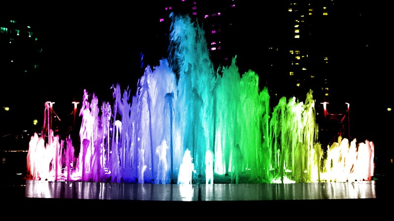 colorful fountain at night