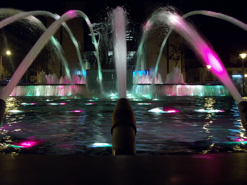 Colorful fountain at night
