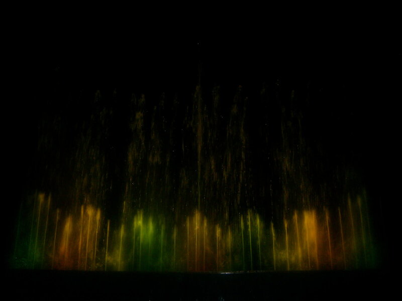 colorful fountain at night