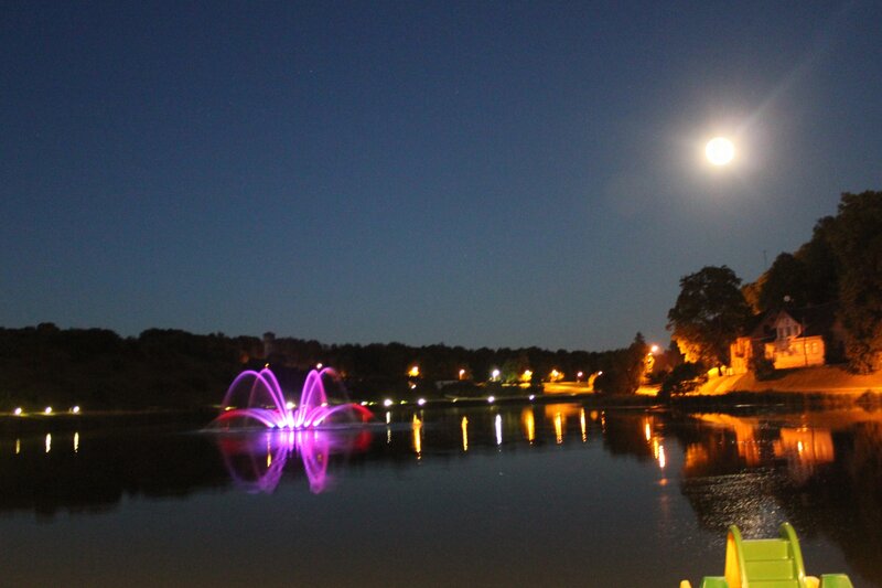 Colorful Fountain at Night — Purple