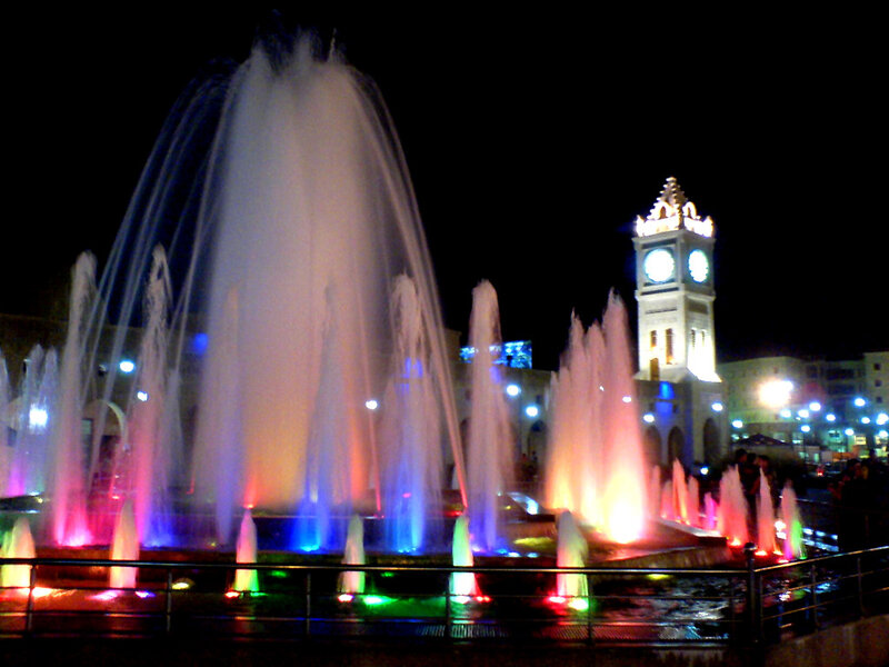 Colorful Fountain at Night — White