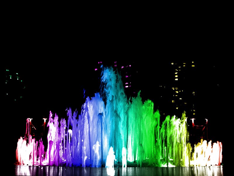 Colorful Fountain Display — Blue
