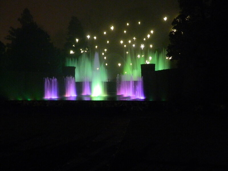 Colorful Fountain Display — Green, Dramatic