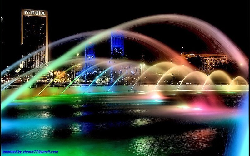 Colorful Fountain Display — Green