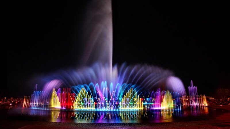 Colorful fountain light show