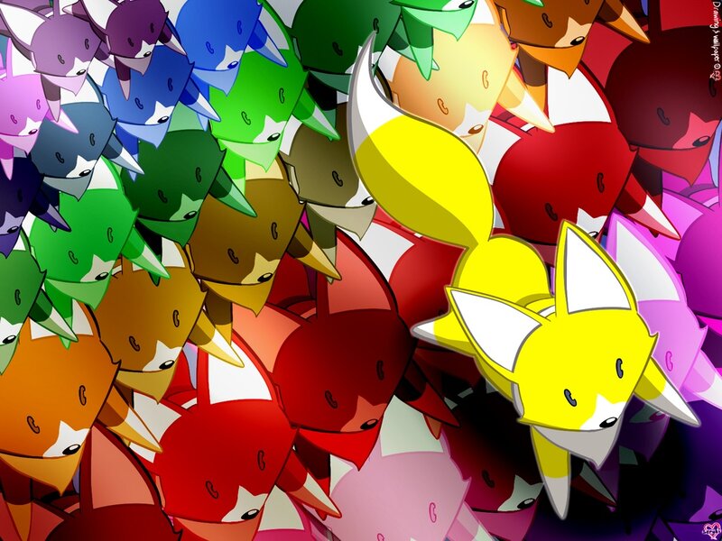 Colorful fox characters collage
