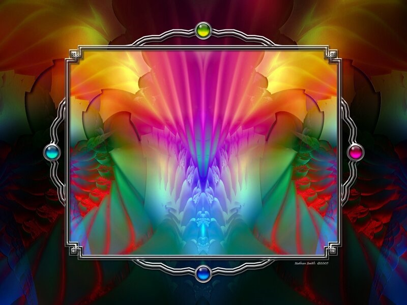 Colorful fractal art with frame