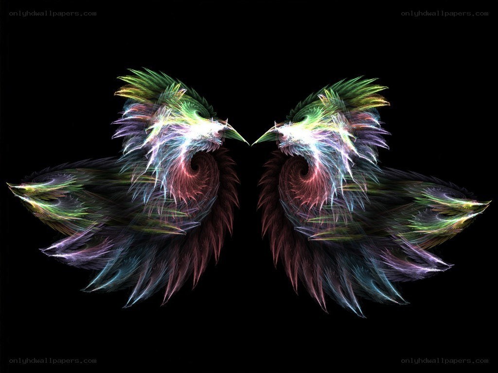 Colorful fractal bird wings
