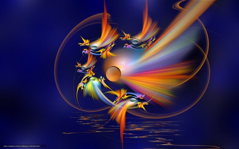 Colorful Fractal Birds — Blue